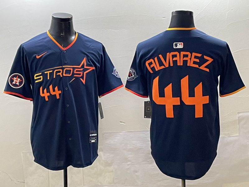 Men Houston Astros #44 Alvarez Drak Blue Three generations Joint Name 2025 Nike MLB Jersey style 5->houston astros->MLB Jersey